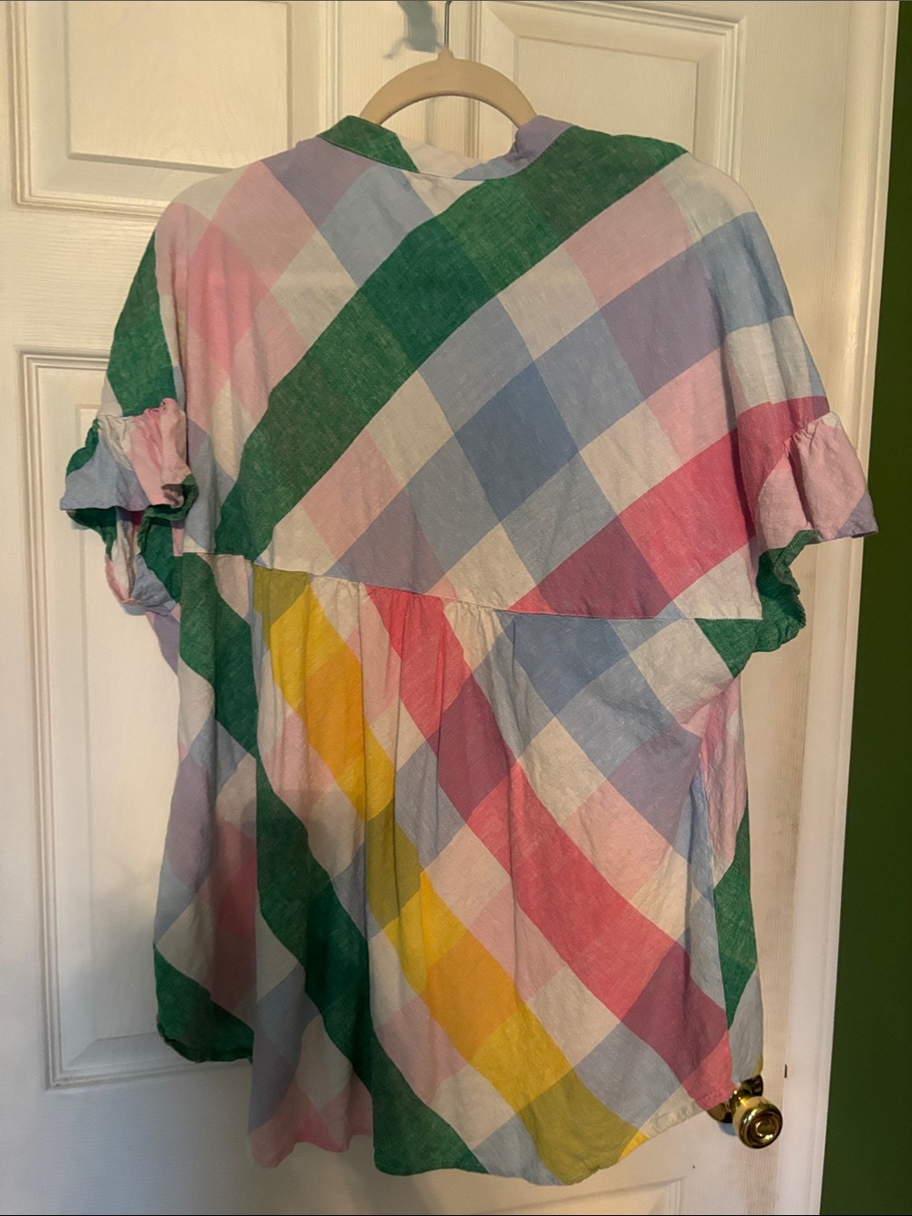 crown & ivy Pastel Plaid Popover Tunic in Green, Pink, Blue, White - Picture 3 of 3